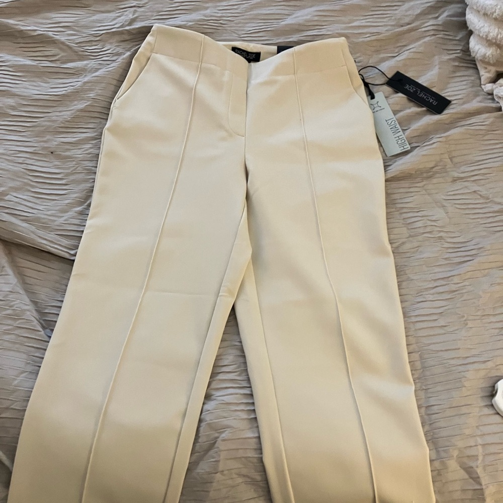 Rachel Zoe Cream High Rise Crop Trousers